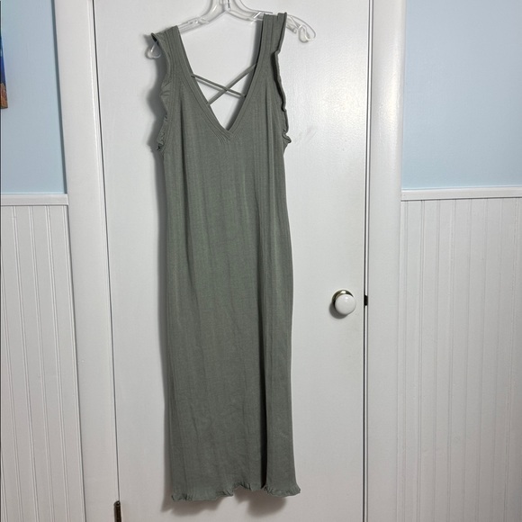 Anthropologie Daily Practice Ribbed Sweater Midi Dress Sage Green Size 1X - Picture 2 of 12
